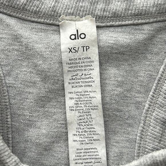 Alo Yoga Seamless Delight High Neck Bra / Ribbed Cropped Tank Heather Gray XS - Picture 4 of 4